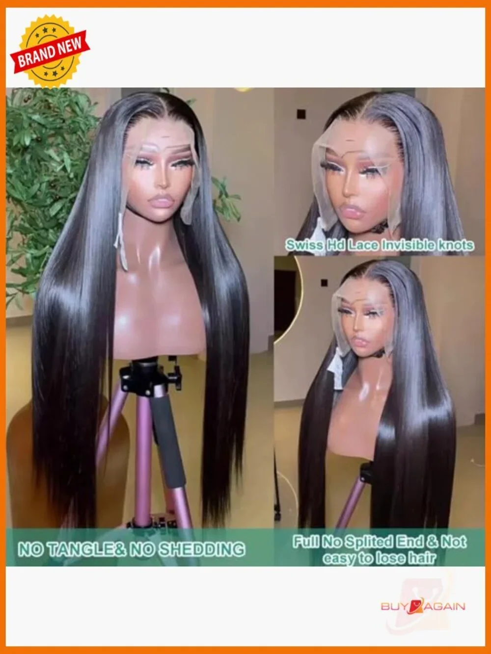 180% Density Straight Lace Front Wig 13x4 HD Transparent Lace